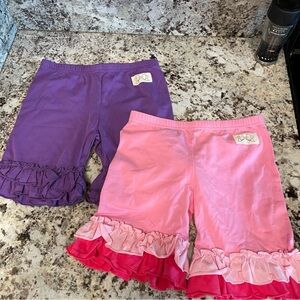 Charming Kids' Ruffle Shorts in Pink and Purple